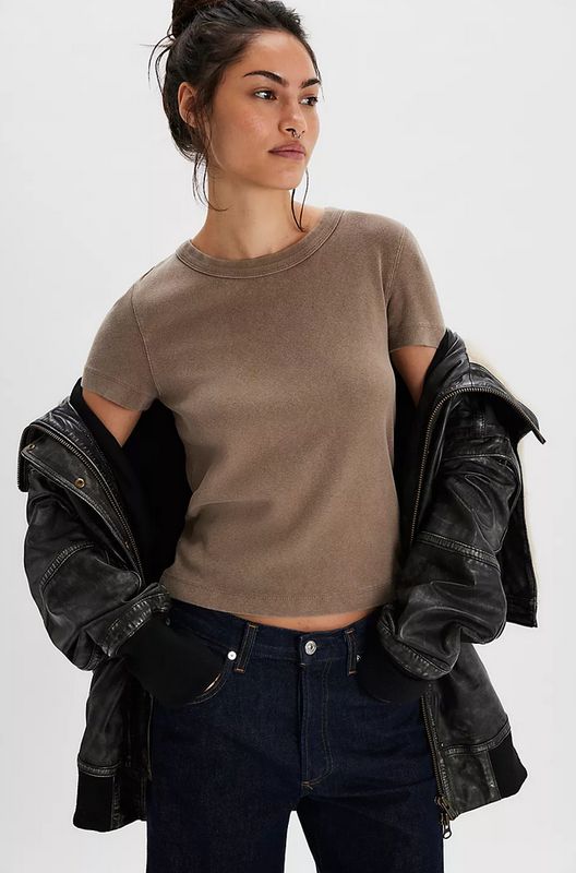 Free People Atlas Crew Tee in Dutch Cocoa