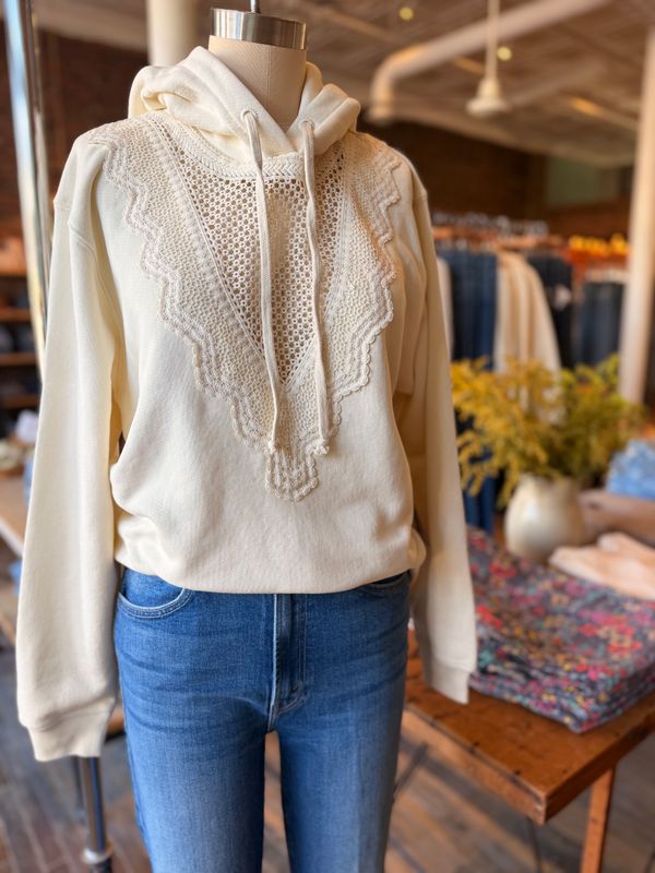 Mother The Accent Square Hoodie in Antique White
