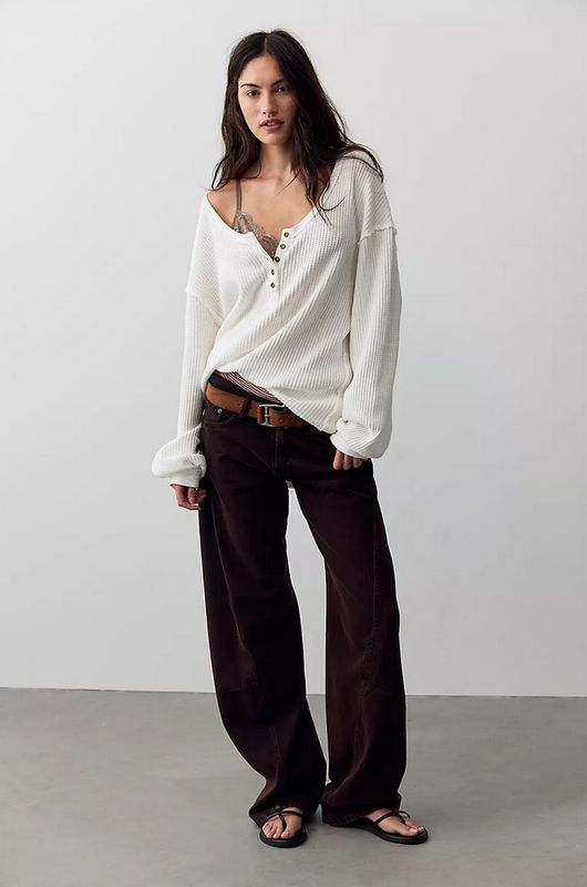 Free People Montreal Oversized Thermal Henley