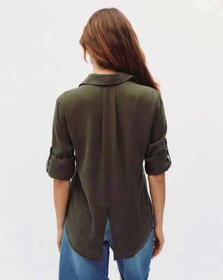 Bella Dahl Split Back Button Down in Olive Night