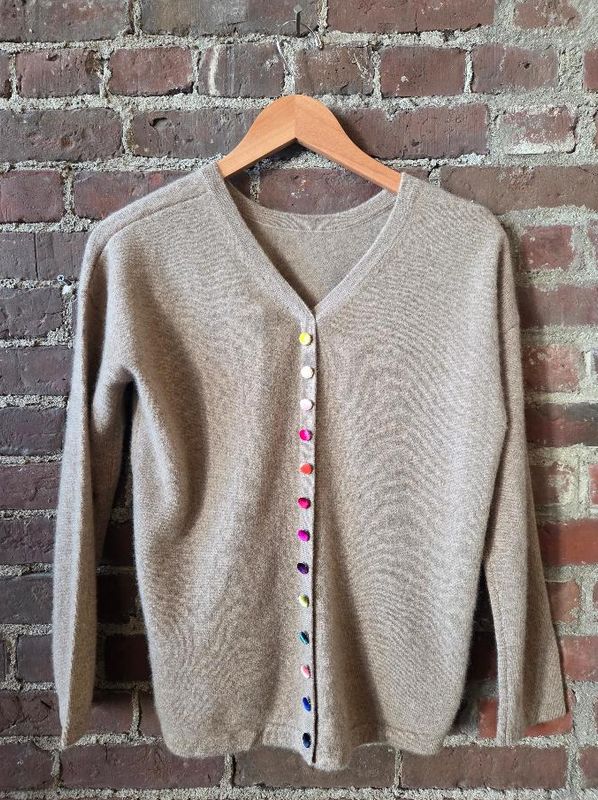 Estheme Cashmere Colored Back Button Cardigan
