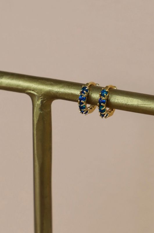 Katie Waltman Jewlery Dark Blue Opal Mini Hoops KW95