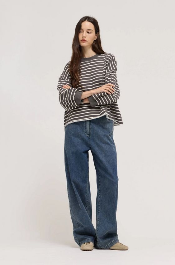 Grade &amp; Gather Easy Fit Stripe Sweatshirt