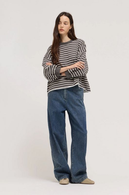 Grade &amp; Gather Easy Fit Stripe Sweatshirt