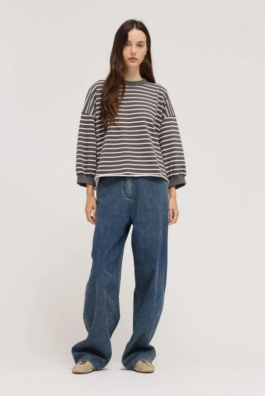 Grade &amp; Gather Easy Fit Stripe Sweatshirt
