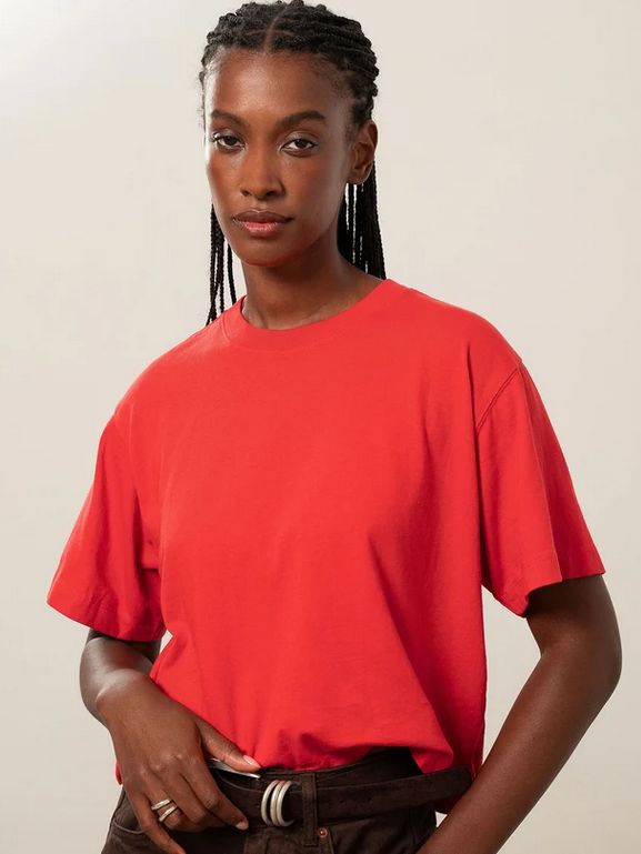 Richer Poorer Relaxed Crop Tee in Samba Red