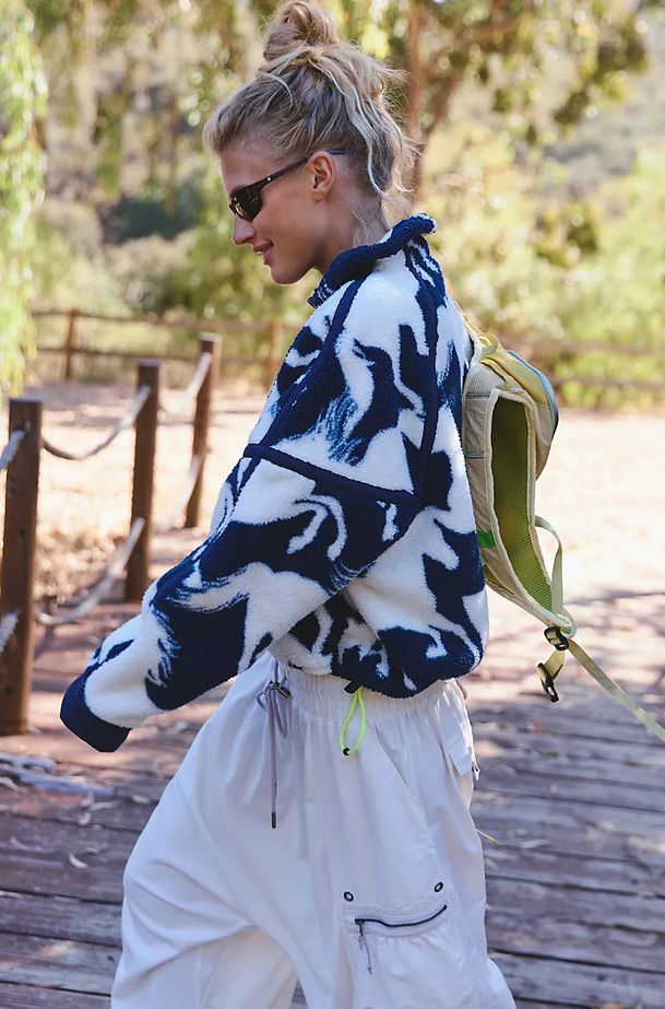 Free People Mountain High Printed Half-Zip Fleece