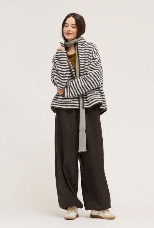 Grade &amp; Gather Stripe Zip Up Fleece Jacket