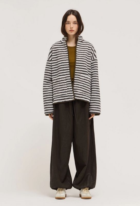 Grade &amp; Gather Stripe Zip Up Fleece Jacket
