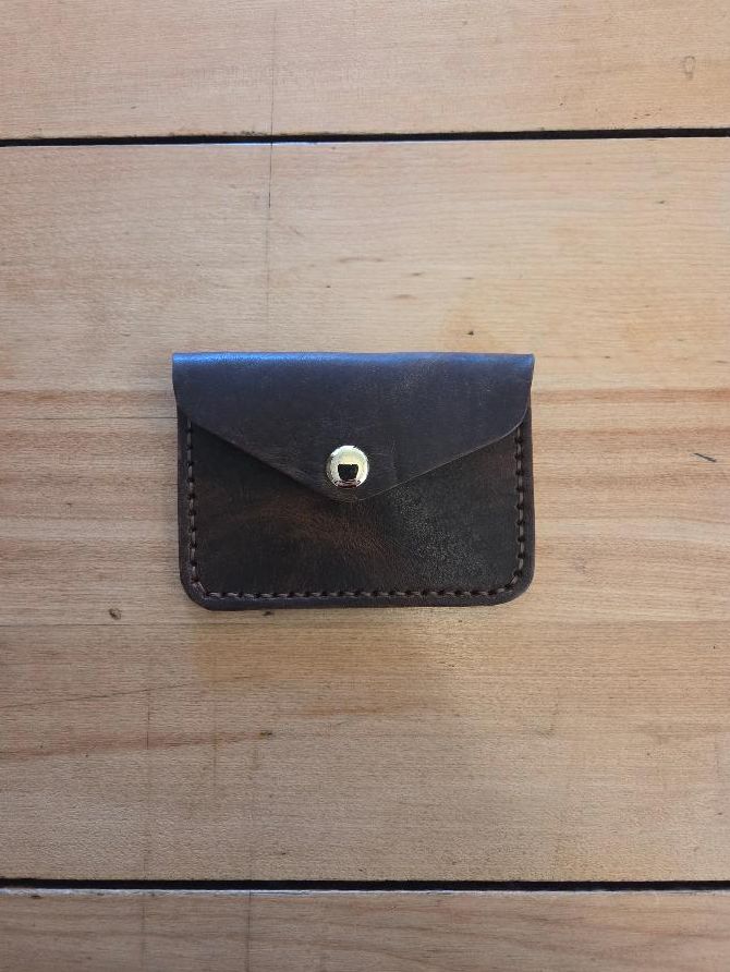 Kingdom Leather Envelope Card Holder in Dark Brown