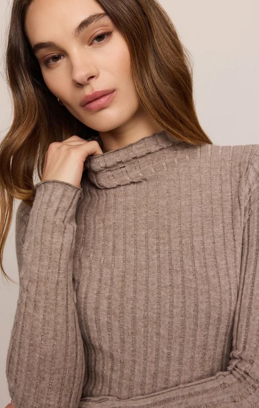 Z Supply Hattie Silky Rib Mock Neck Top