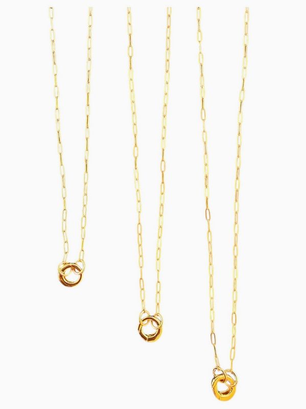 Sha Parle Gold-Filled Paperclip Chain with Charm Holder 20"-22" SH46