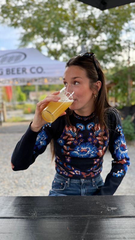 Farm Rio Bow Garden Blue Knit Top