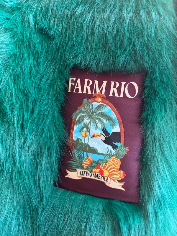 Farm Rio Faux Fur Green Coat