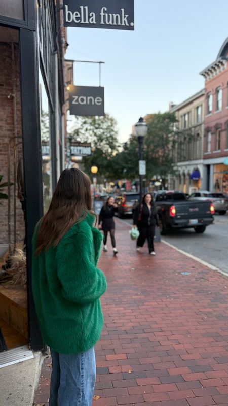 Farm Rio Faux Fur Green Coat