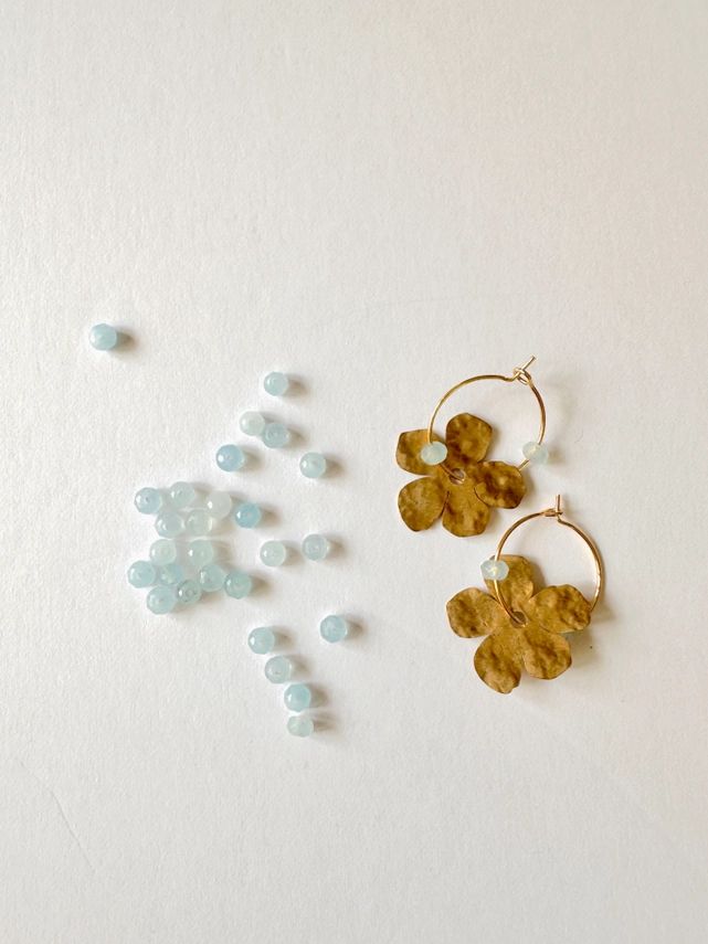 Found &amp; Feral Gold Filled Hoop Hammered Brass Flower Earrings - Light Blue FF21