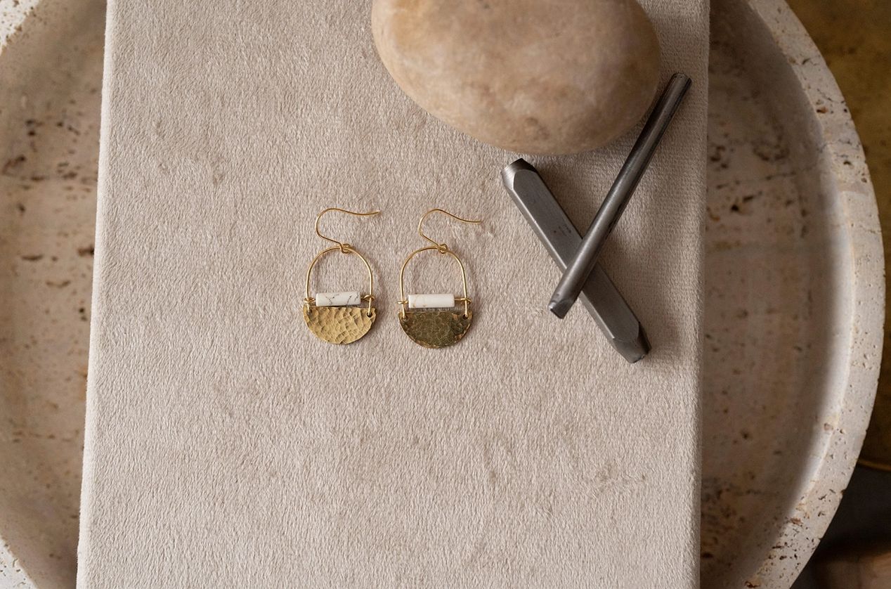 Found &amp; Feral Mini Drop Earrings - White Turquoise FF28