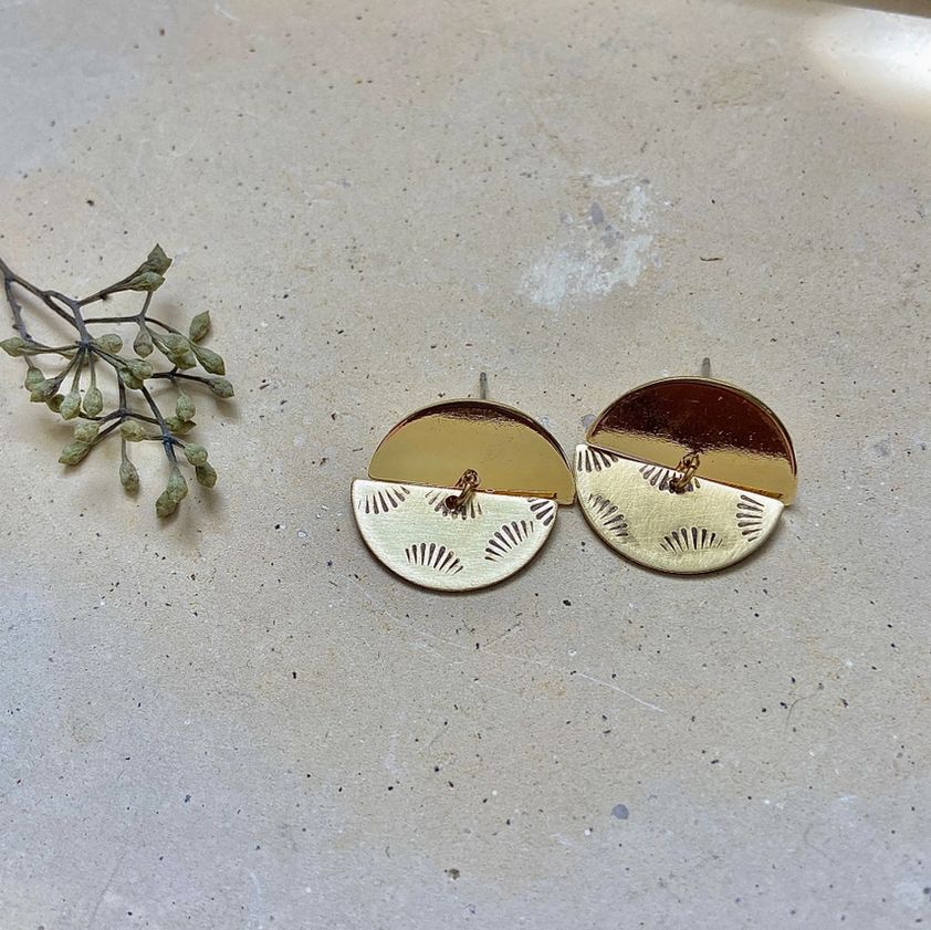 Found &amp; Feral Little Hand Stamped Stud Earrings FF26