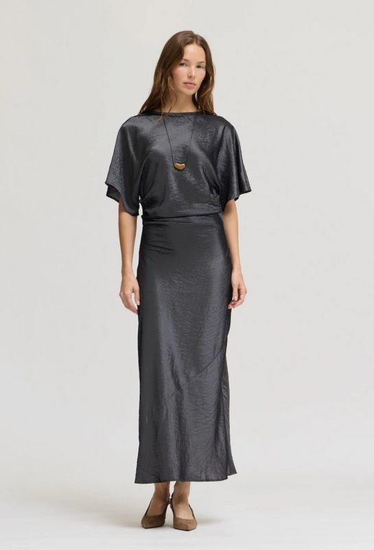 Grade &amp; Gather Ruched Waist Bias Dress
