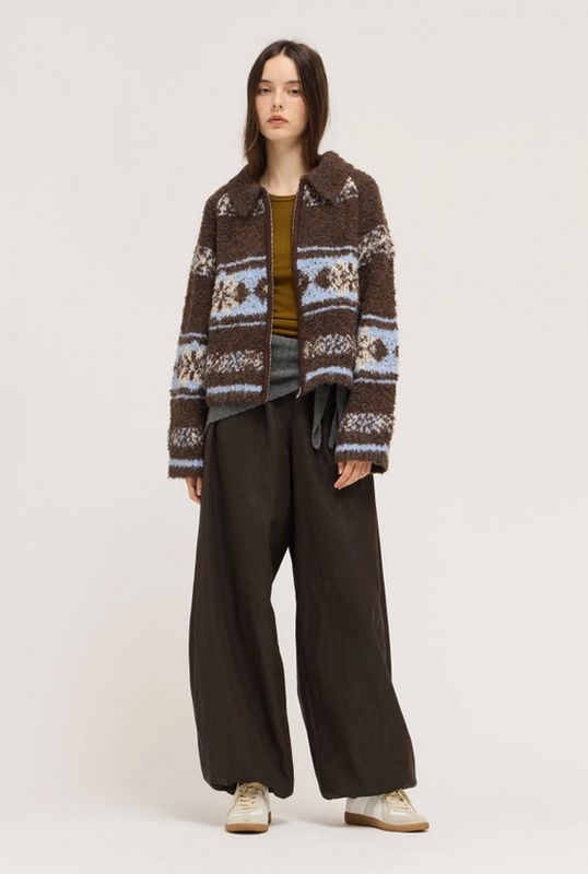 Grade &amp; Gather Fair Isle Zipper Cardigan