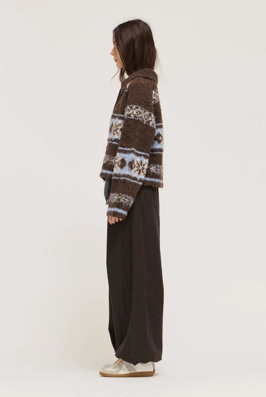Grade &amp; Gather Fair Isle Zipper Cardigan