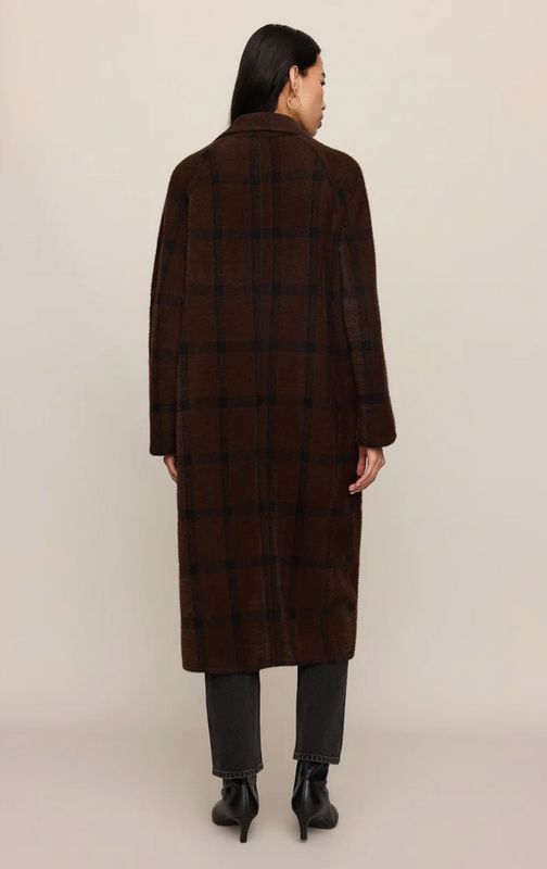 Z Supply Crosby Plaid Cocoon Coat Dark Chocolate