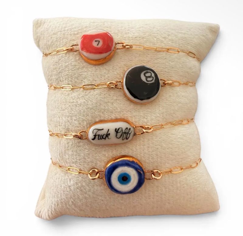 Sha Parle Paperclip Evil Eye Charm Bracelet SH64