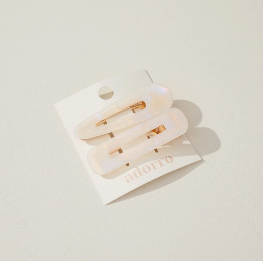 Adorro Gemma Core Barrette Hair Clip Set of 2 in Pearl AD173