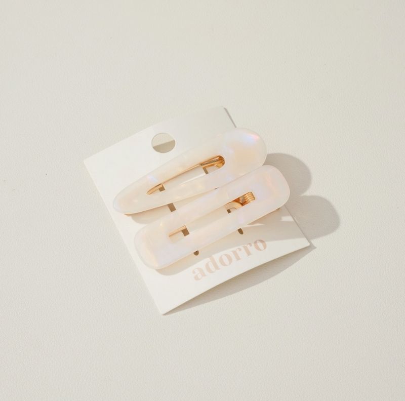 Adorro Gemma Core Barrette Hair Clip Set of 2 in Pearl AD173