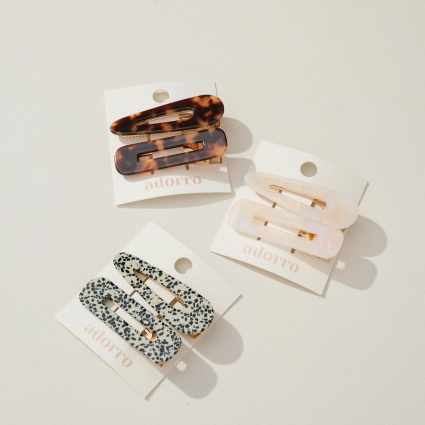 Adorro Gemma Core Barrette Hair Clip Set of 2 in Tortoise AD174