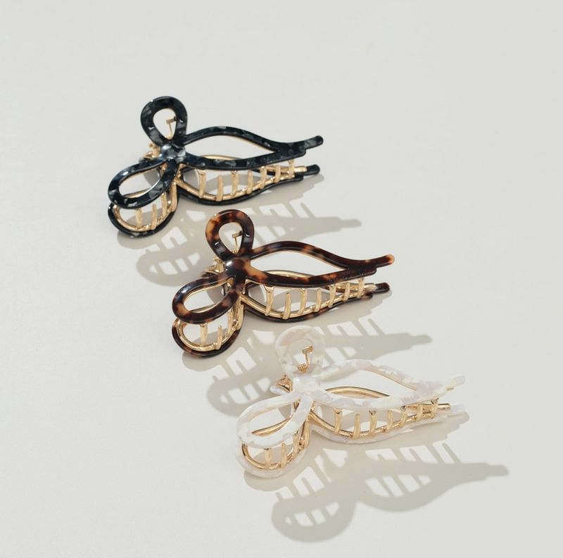 Adorro Sabrina Metal Bow Large Claw Clip in Black AD178