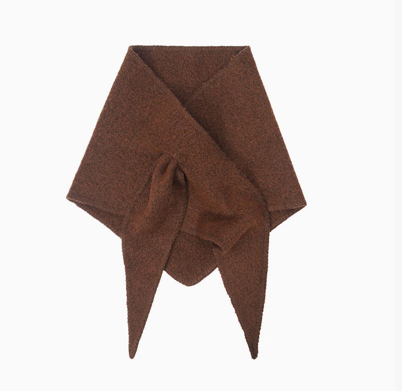 Adorro Brown Solid Knit Triangle Scarf AD179