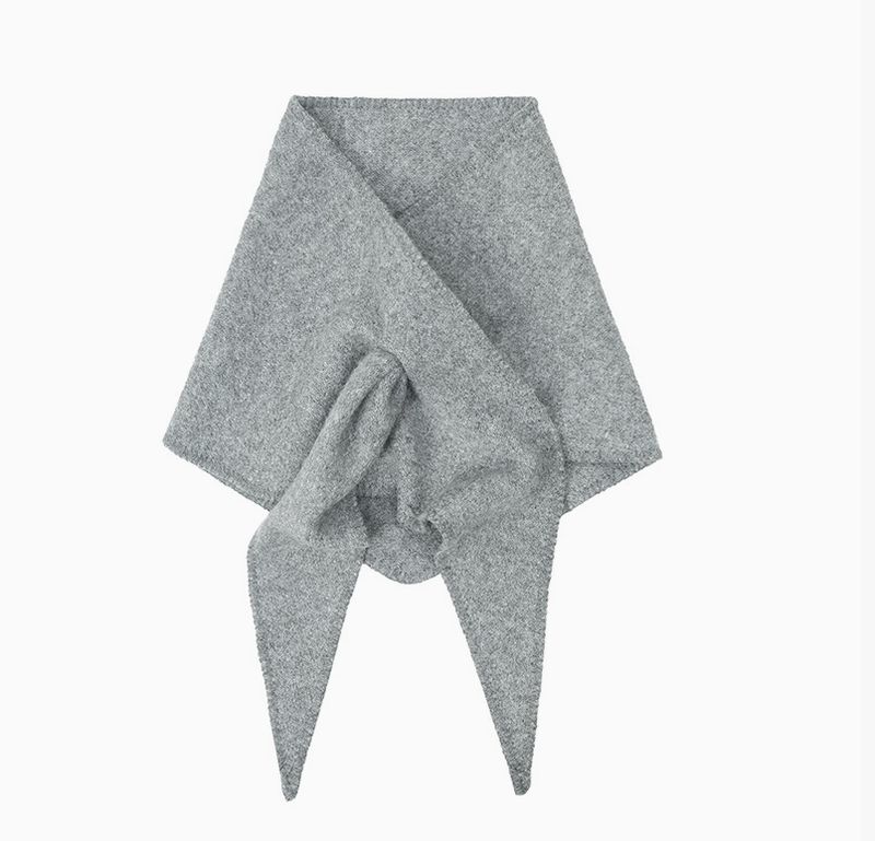 Adorro Grey Solid Knit Triangle Scarf AD180