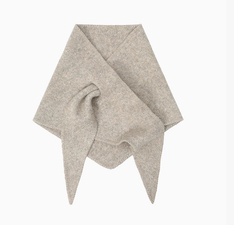 Adorro Oat Solid Knit Triangle Scarf AD181
