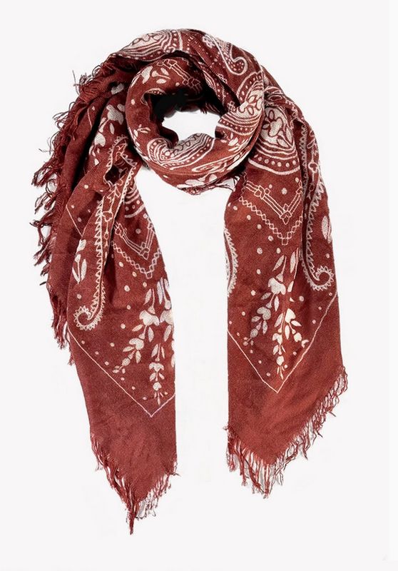 Blue Pacific Cashmere Wool Paisley Scarf