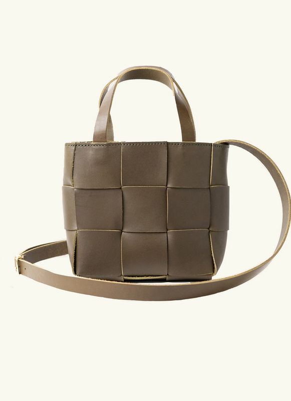 WP Standard Woven Full-Grain Leather Mini Tote Bag in Olive WP2