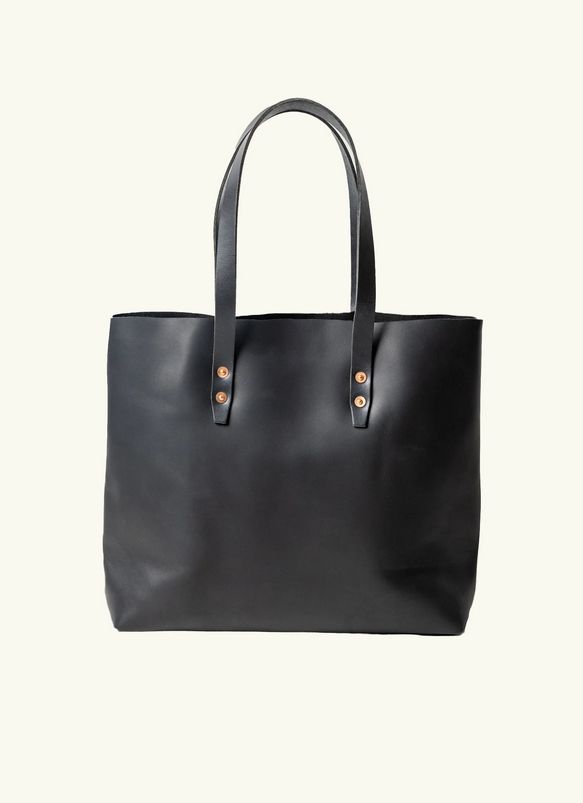 WP Standard Full-Grain Leather Simple Tote Bag in Black WP6