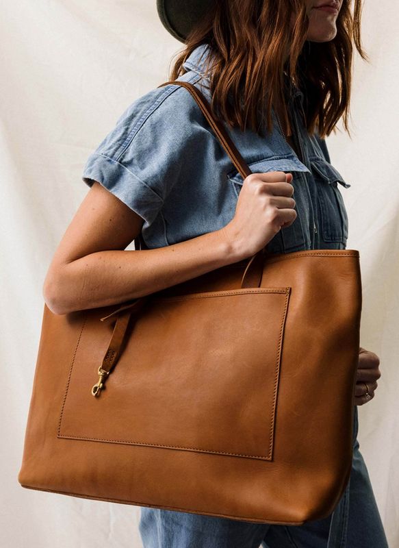 WP Standard Full-Grain Leather Oversized Tote Bag in Tan WP3