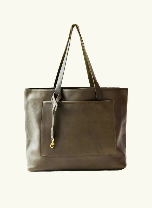WP Standard Full-Grain Leather Oversized Tote Bag in Olive WP4
