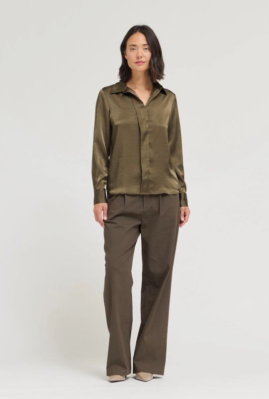Grade &amp; Gather Hidden Placket Satin Shirt