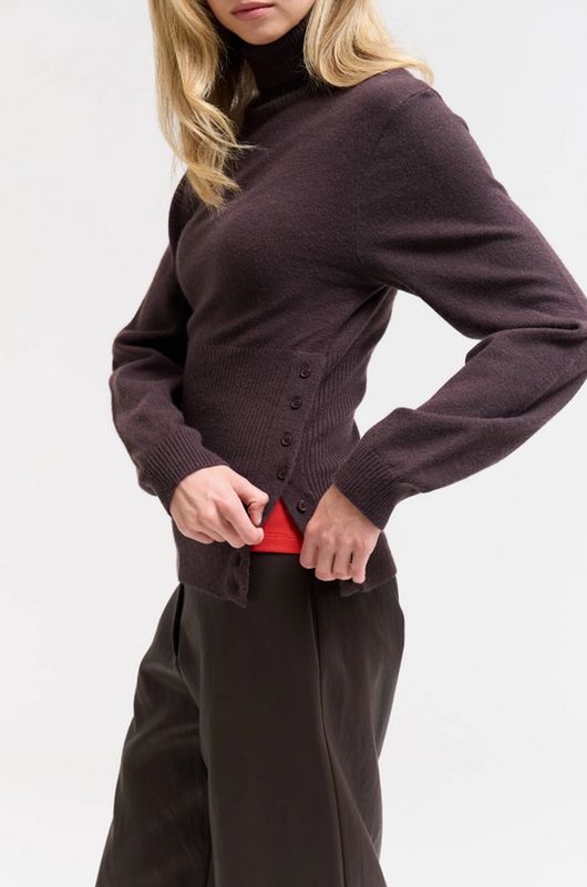Grade &amp; Gather Button Down Side Slit Knit Top