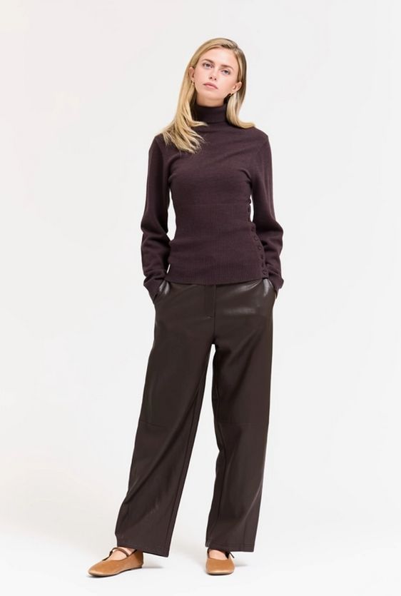 Grade &amp; Gather Button Down Side Slit Knit Top