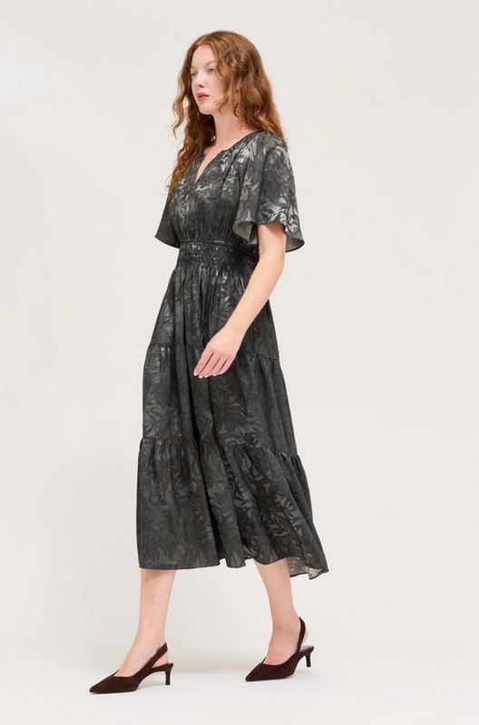 Grade &amp; Gather Smocked Waist Printed Satin Dress