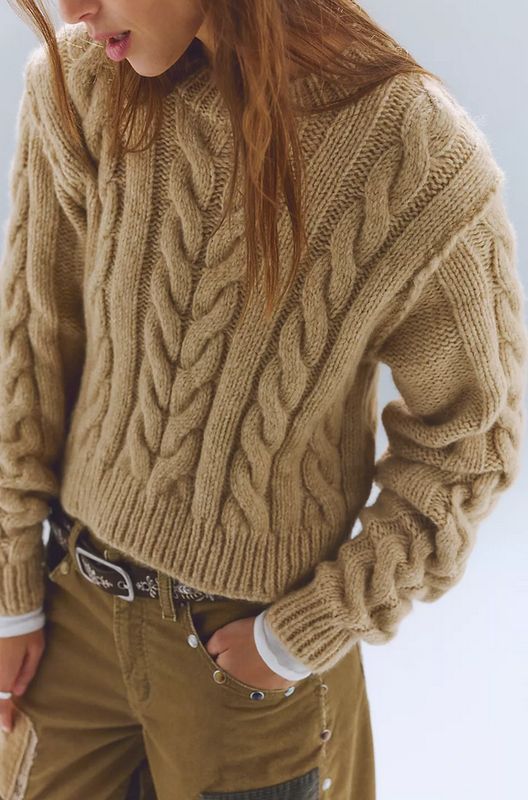 Free People Riley Cable Knit Pullover