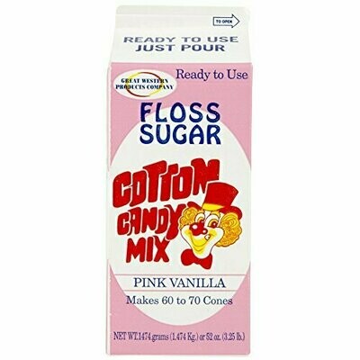 1/2 Gallon Carton Pink Vanilla Cotton Candy Floss Sugar