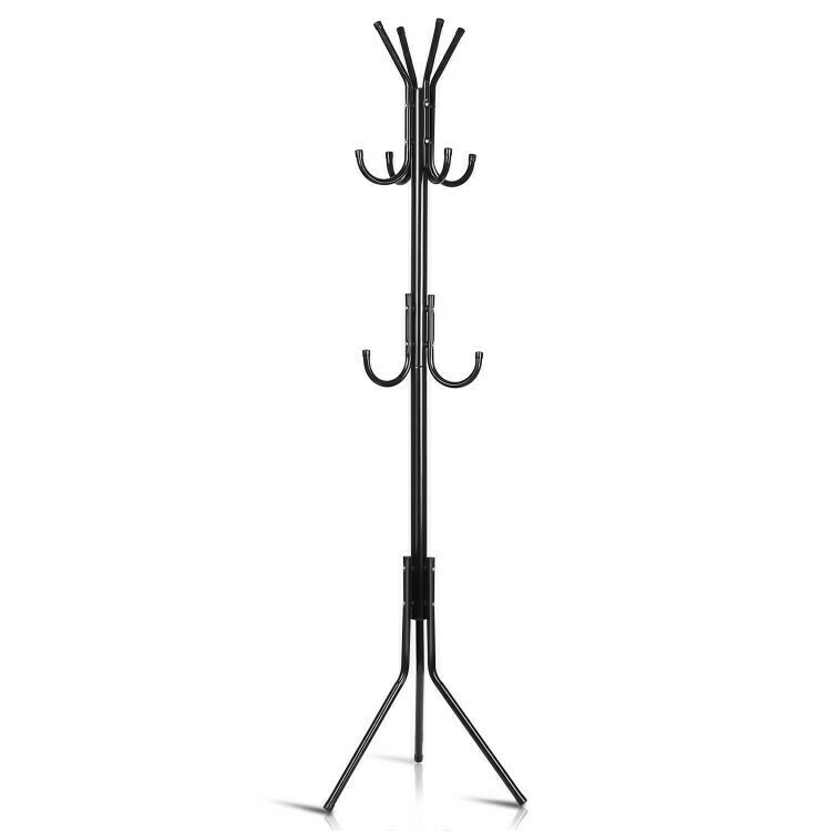 Standing Coat &amp; Hat Stand - Black 6&#39; High