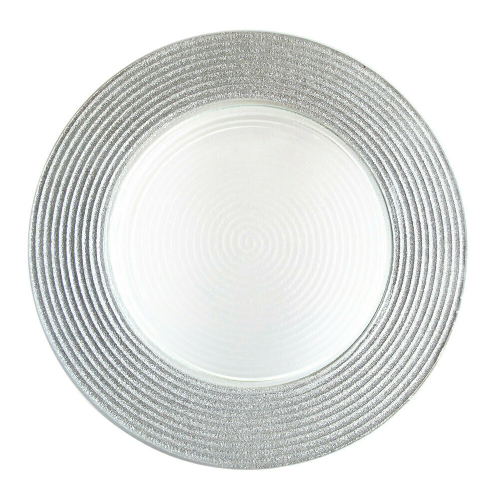 Silver Trim Glass Charger