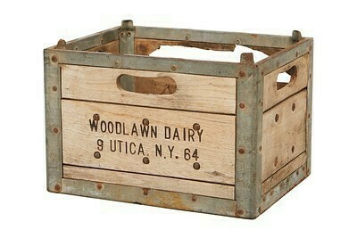 Antique Wooden Milk Crate - 15&quot; W x 10&quot; H