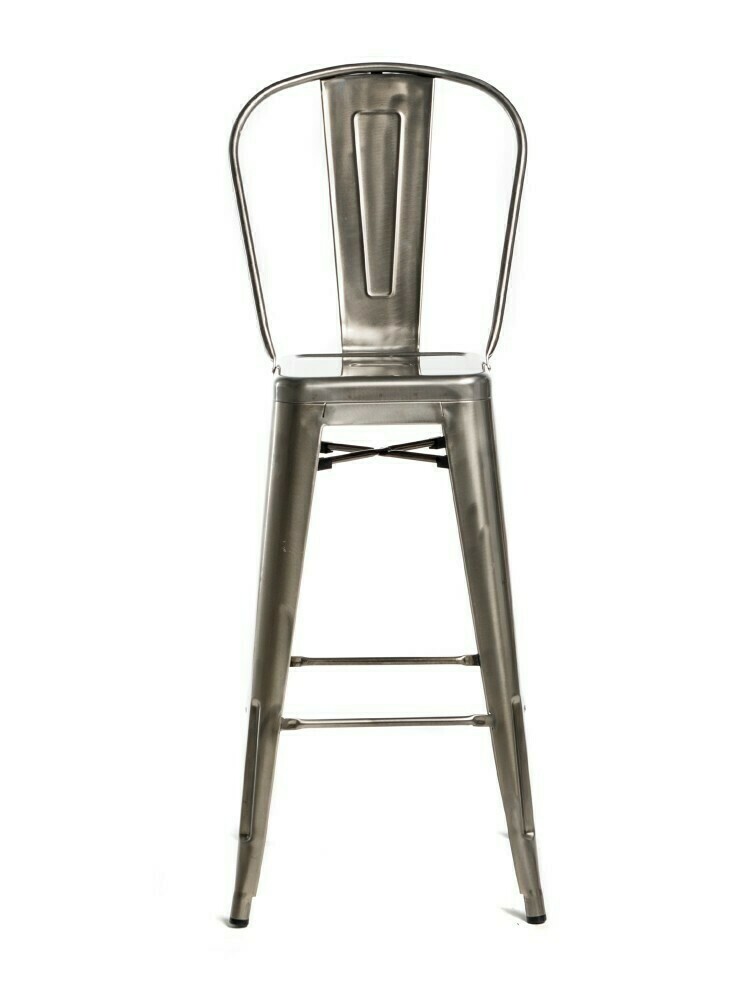 Tolix Gun Metal w/ Back Stool