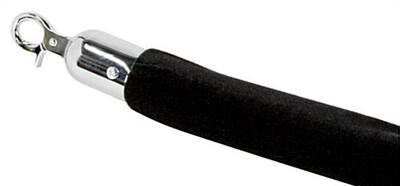 Velour Rope 6 Ft. Black - Silver End Cap